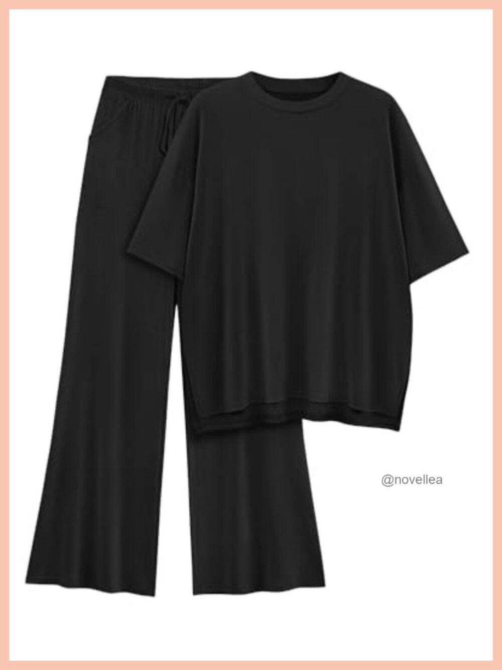 Women's 2 Piece Lounge Set Oversized Short Sleeve Top & Wide Leg Pants